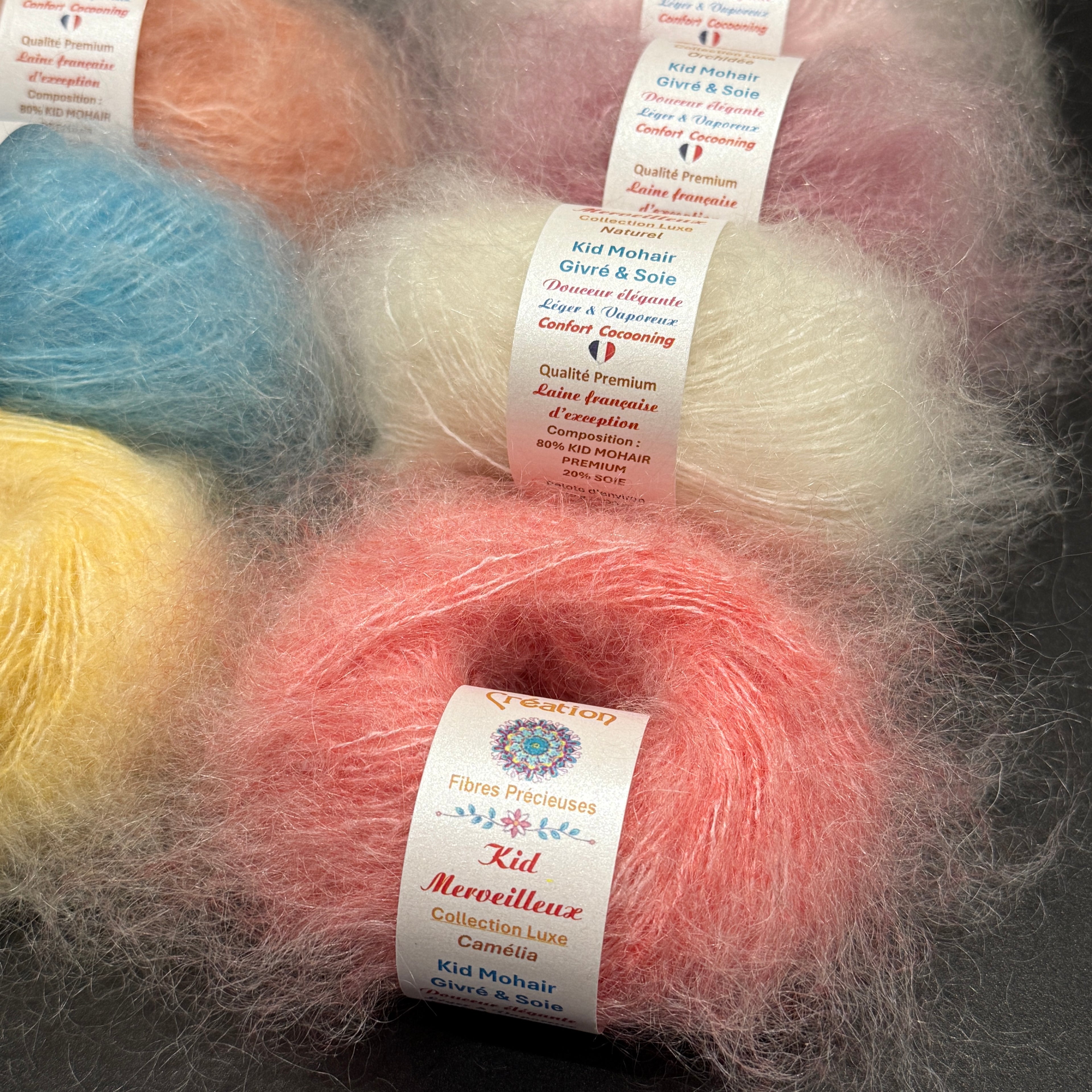 Kid Merveilleux : kid mohair givré et soie
