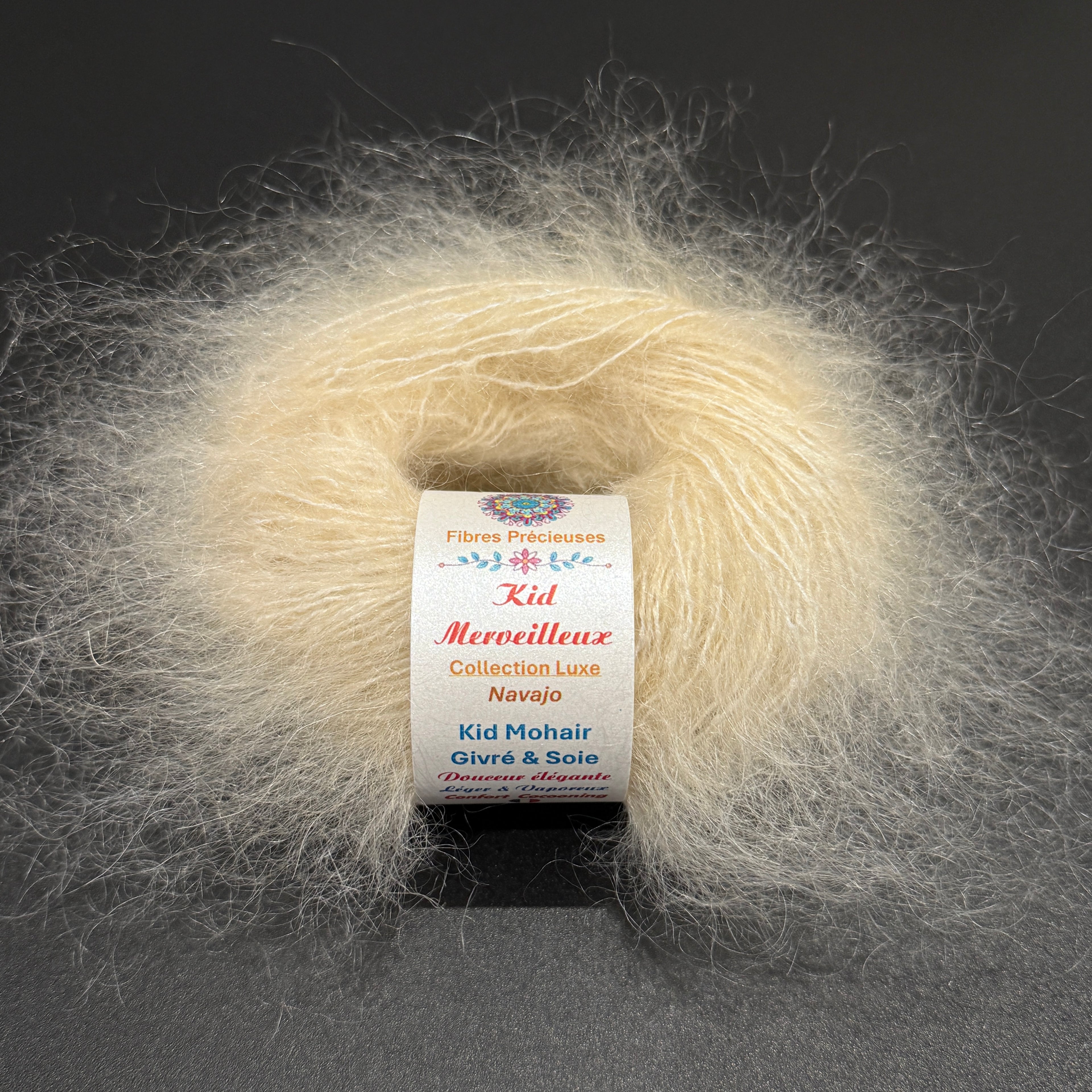Kid Merveilleux : kid mohair givré et soie
