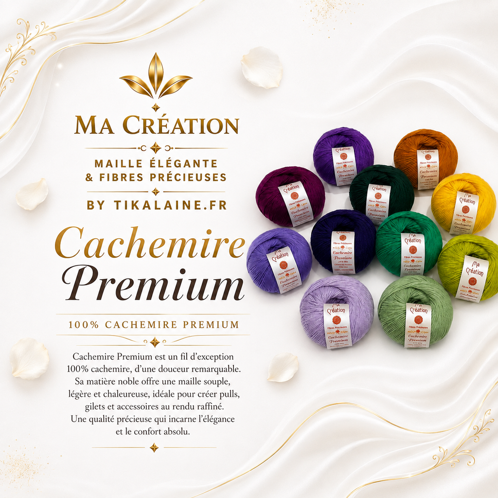 100% Cachemire Premium pelote de 50g 220m - aiguilles 3,5-4 mm