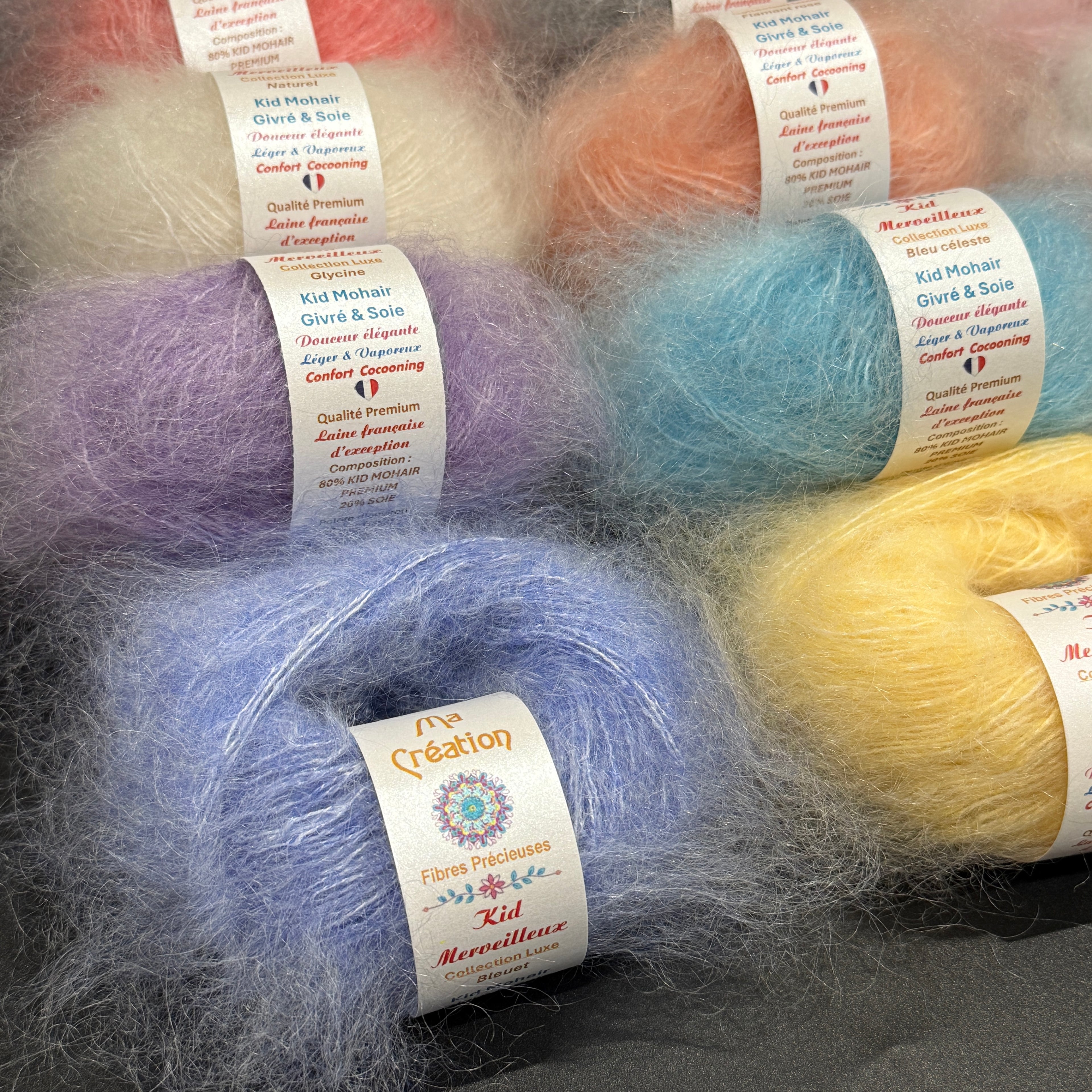 Kid Merveilleux : kid mohair givré et soie