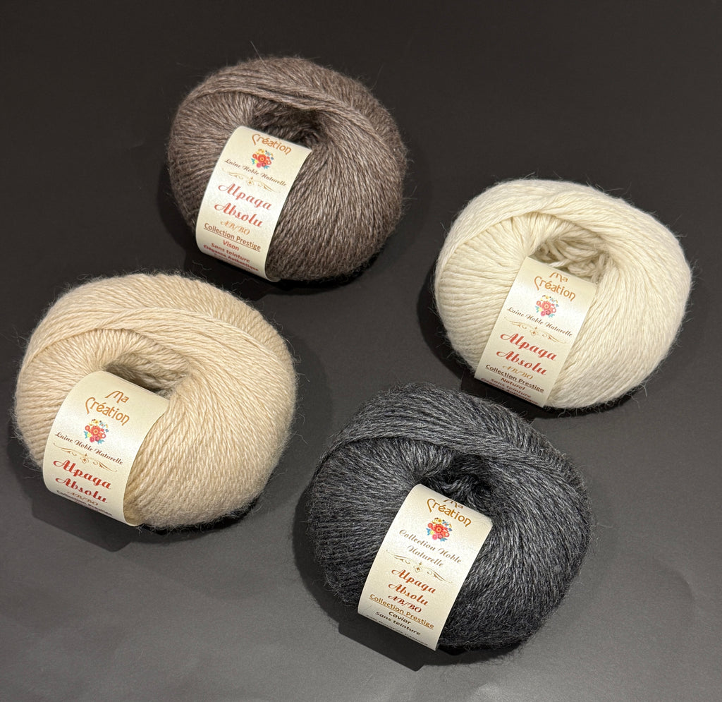 Alpaga Absolu couleur naturelle sans teinture pelote de 50g 165m