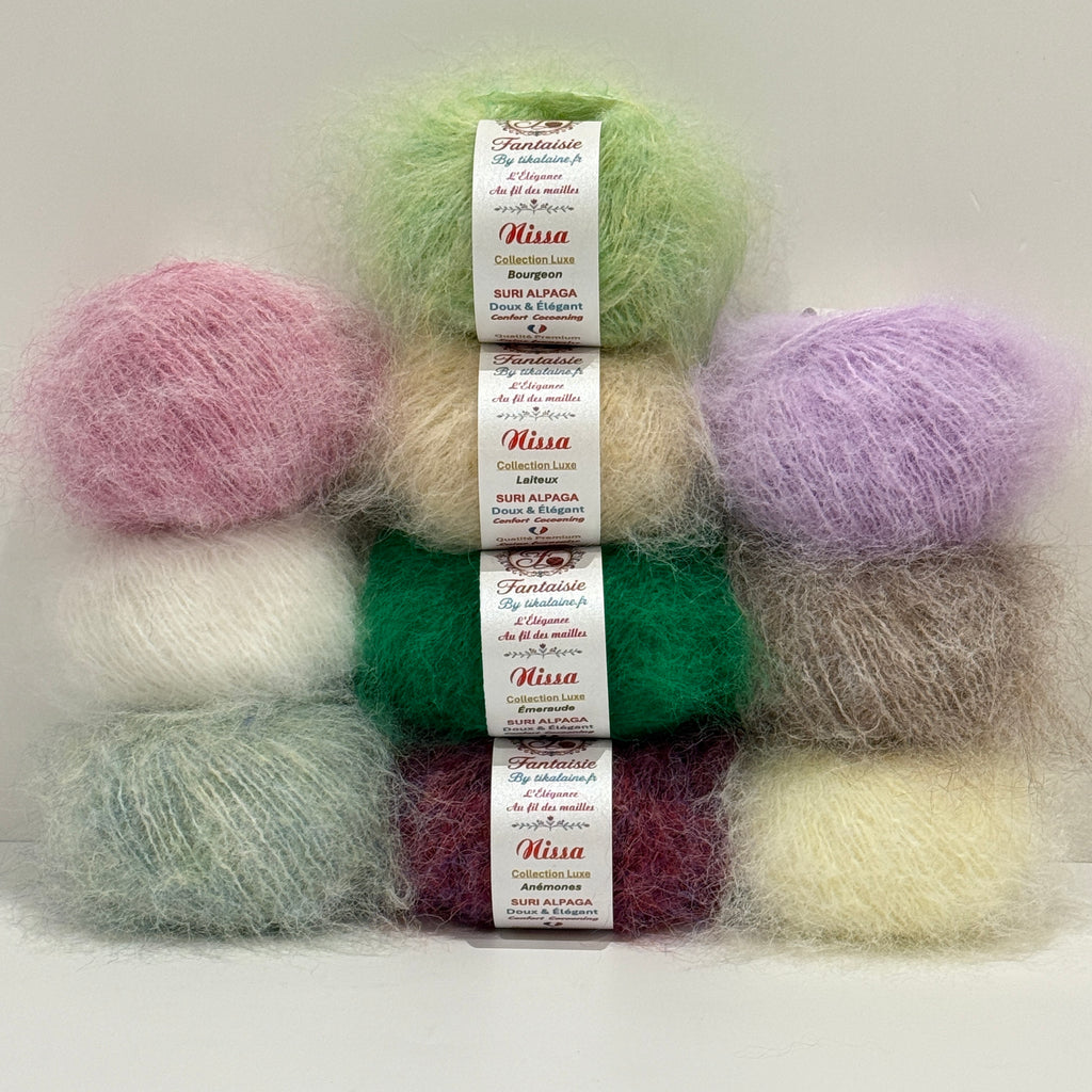 Nissa – Suri Alpaga doux et duveteux – lot à partir de 10 pelotes de 25 g / 110 m