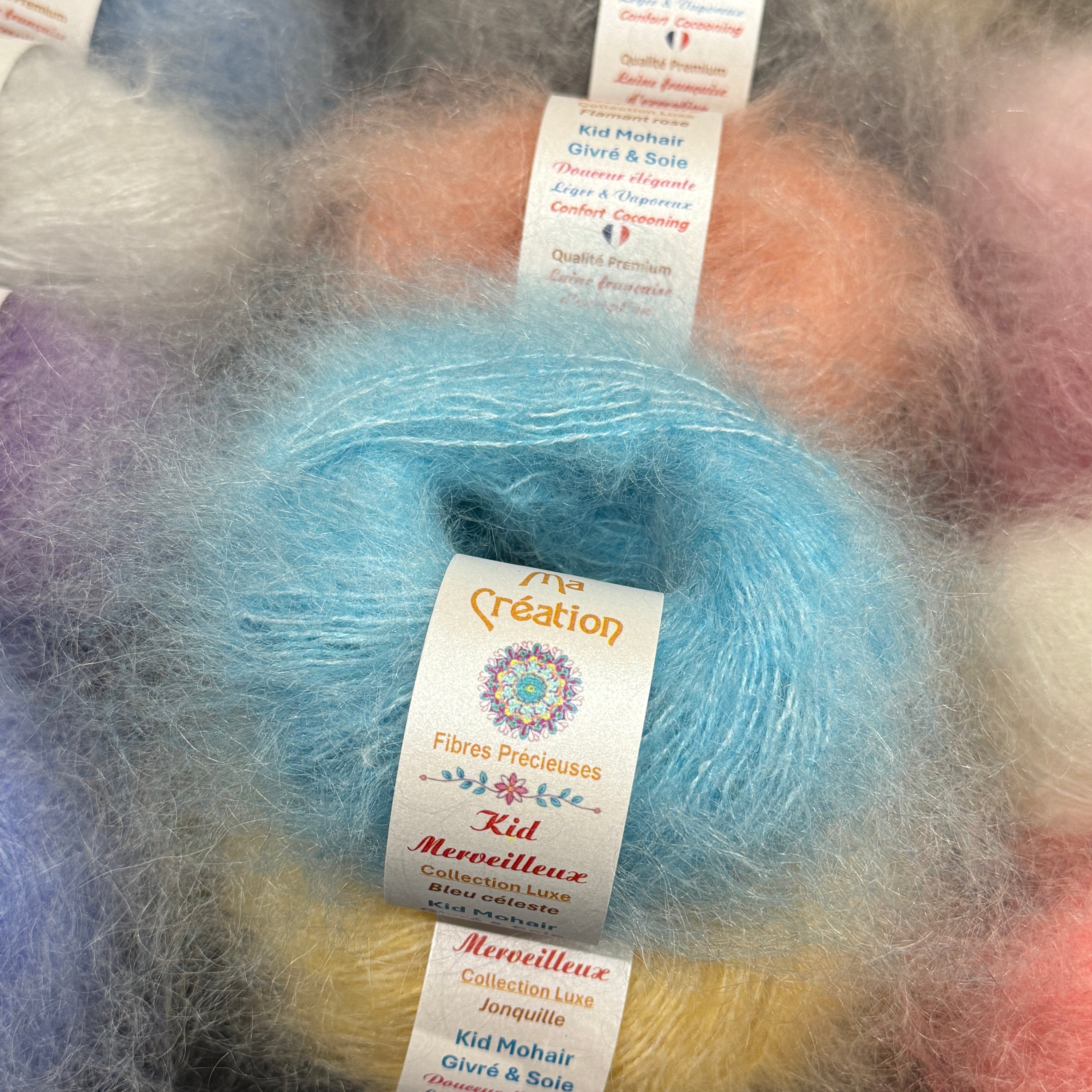 Kid Merveilleux : kid mohair givré et soie