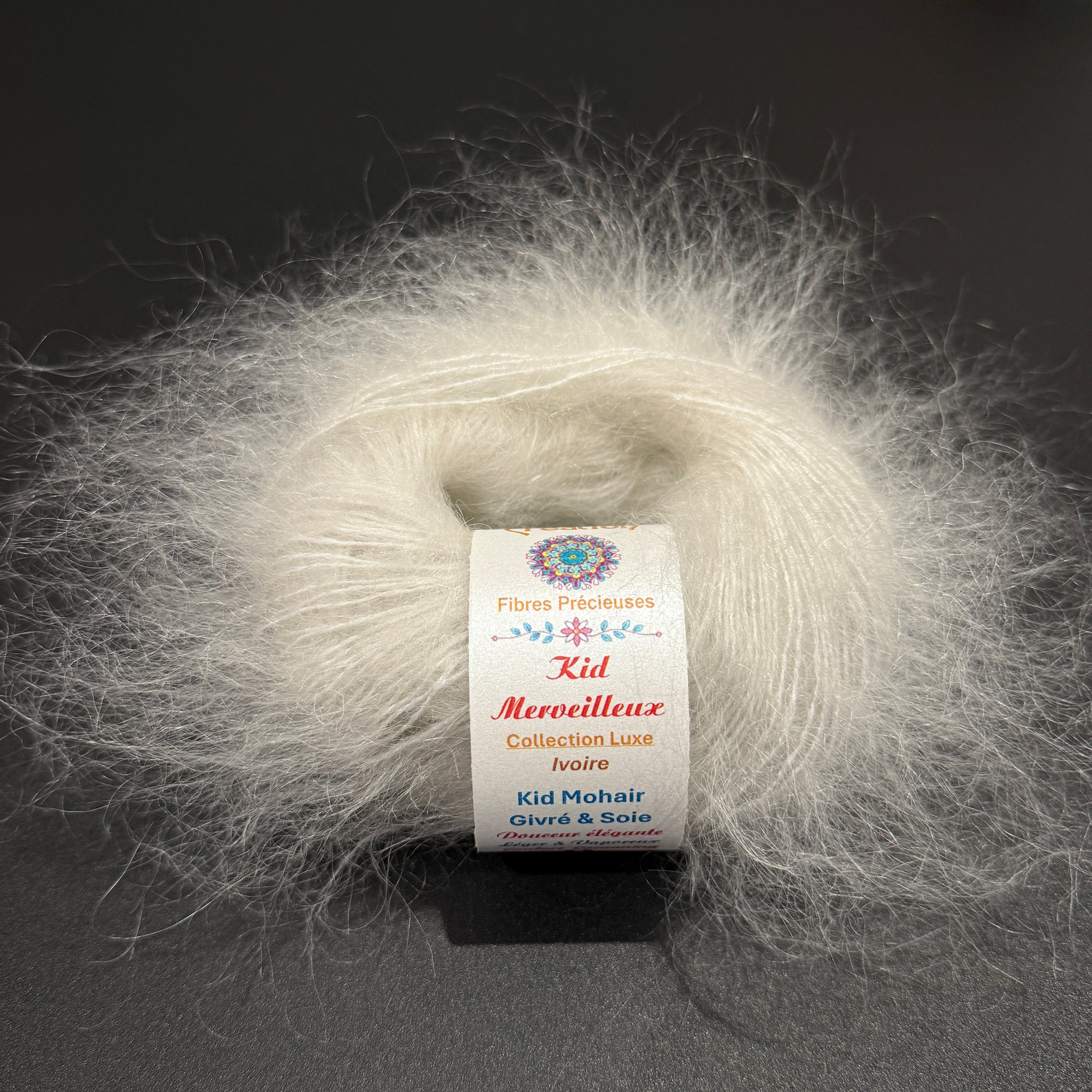 Kid Merveilleux : kid mohair givré et soie