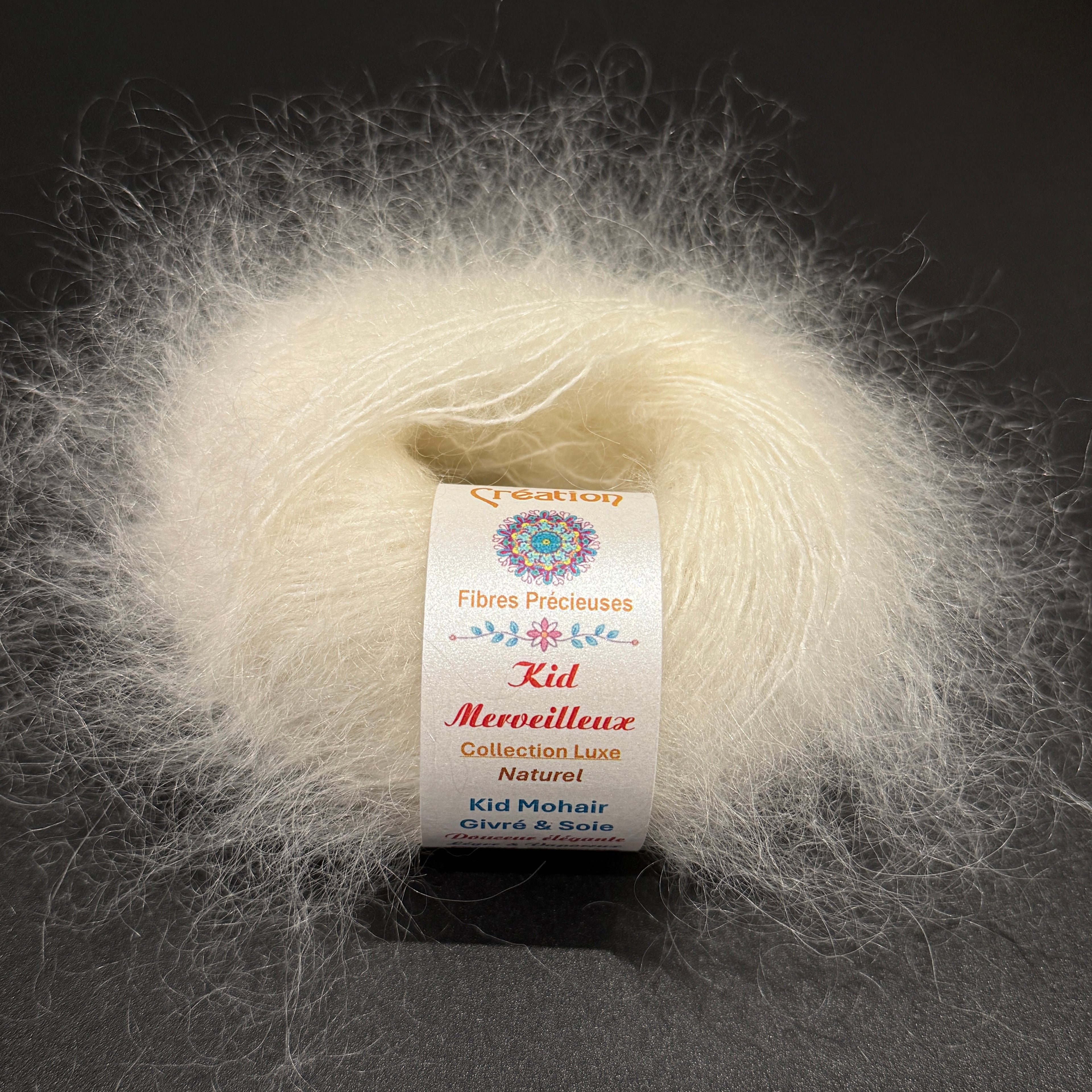 Kid Merveilleux : kid mohair givré et soie
