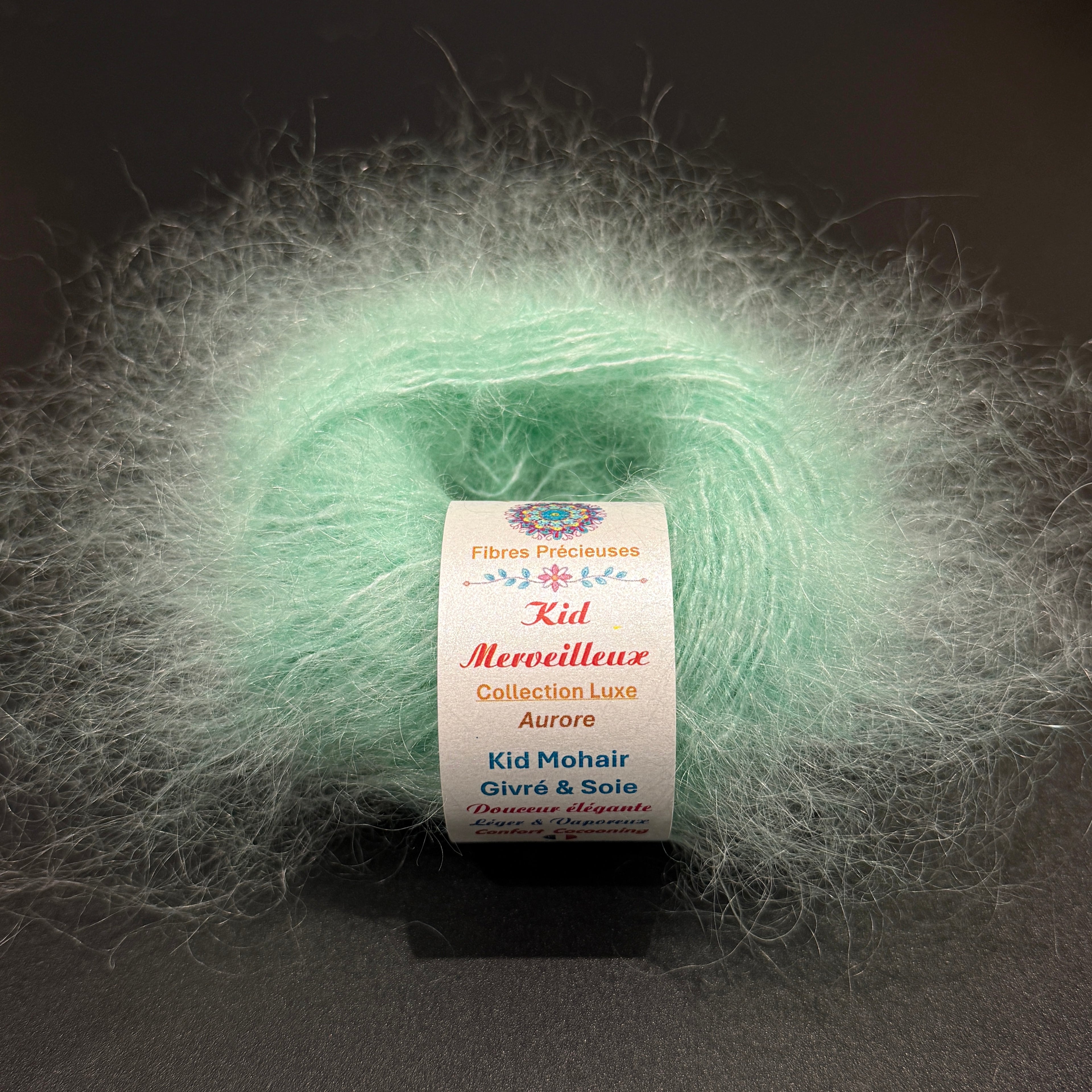 Kid Merveilleux : kid mohair givré et soie