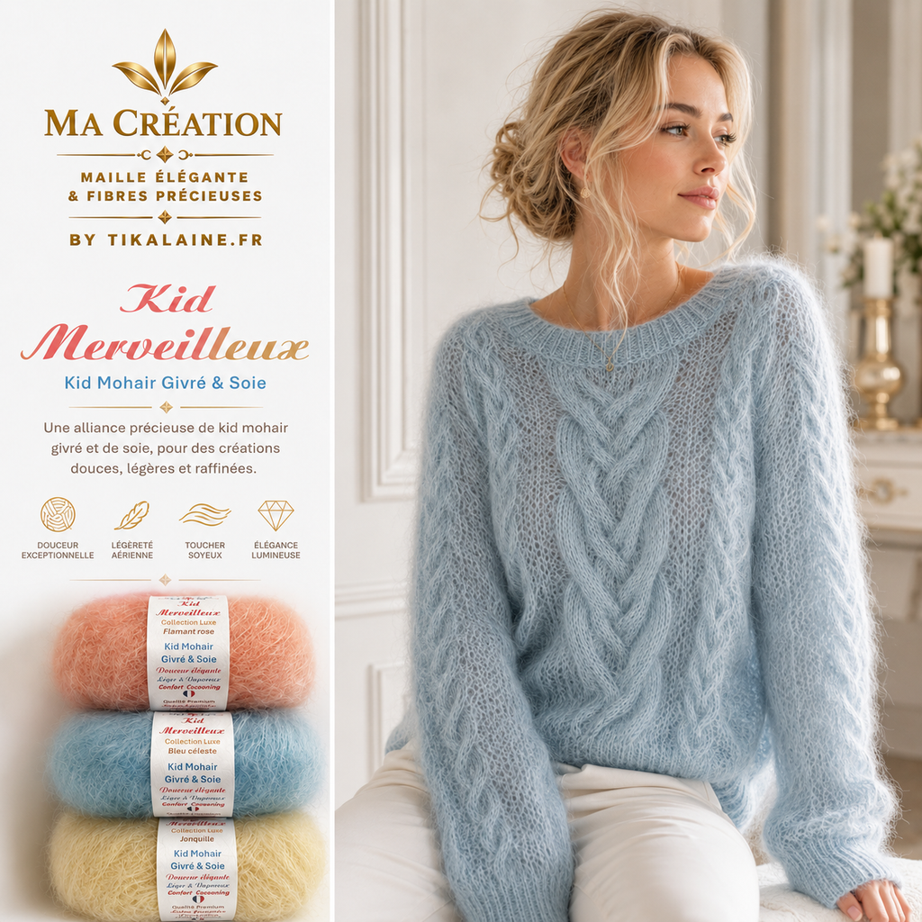 Kid Merveilleux : kid mohair givré et soie