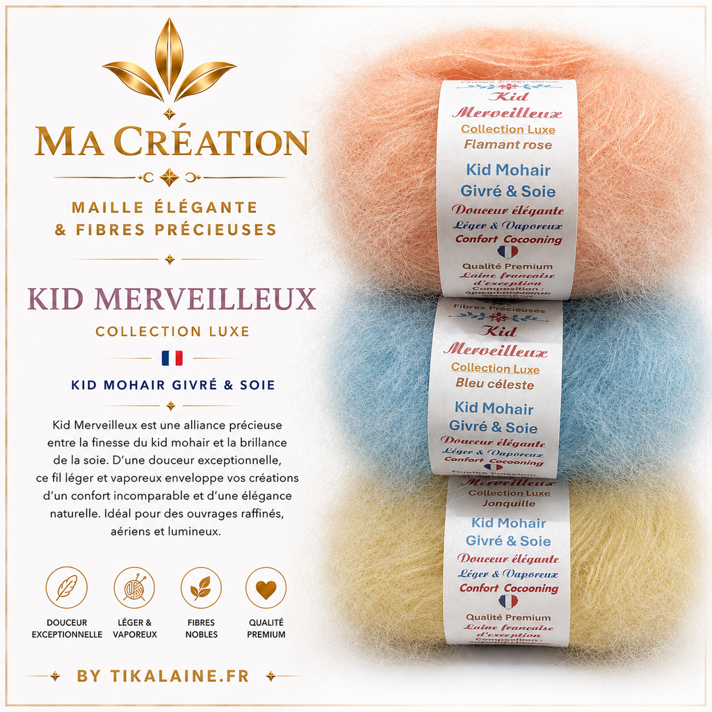 Kid Merveilleux : kid mohair givré et soie