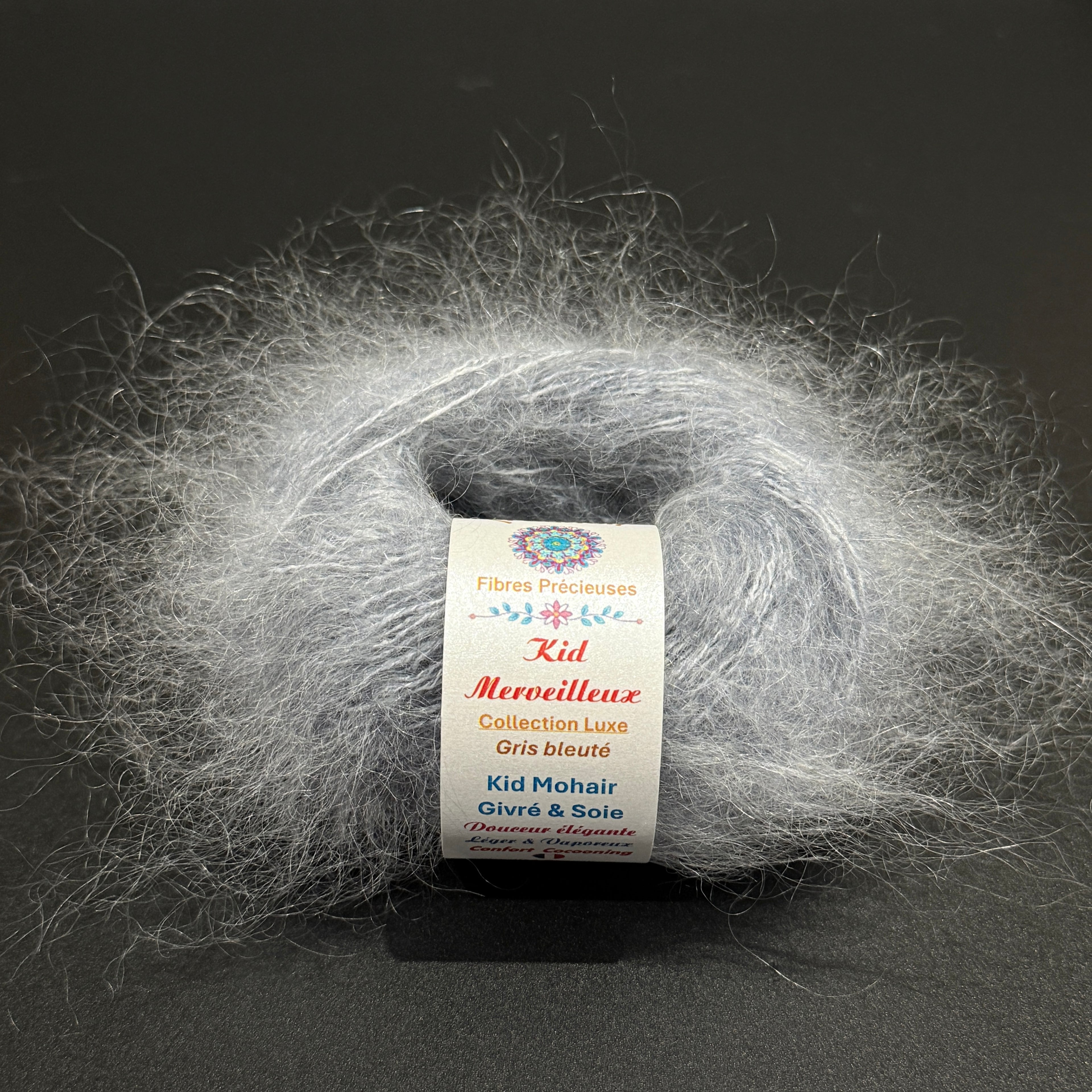 Kid Merveilleux : kid mohair givré et soie
