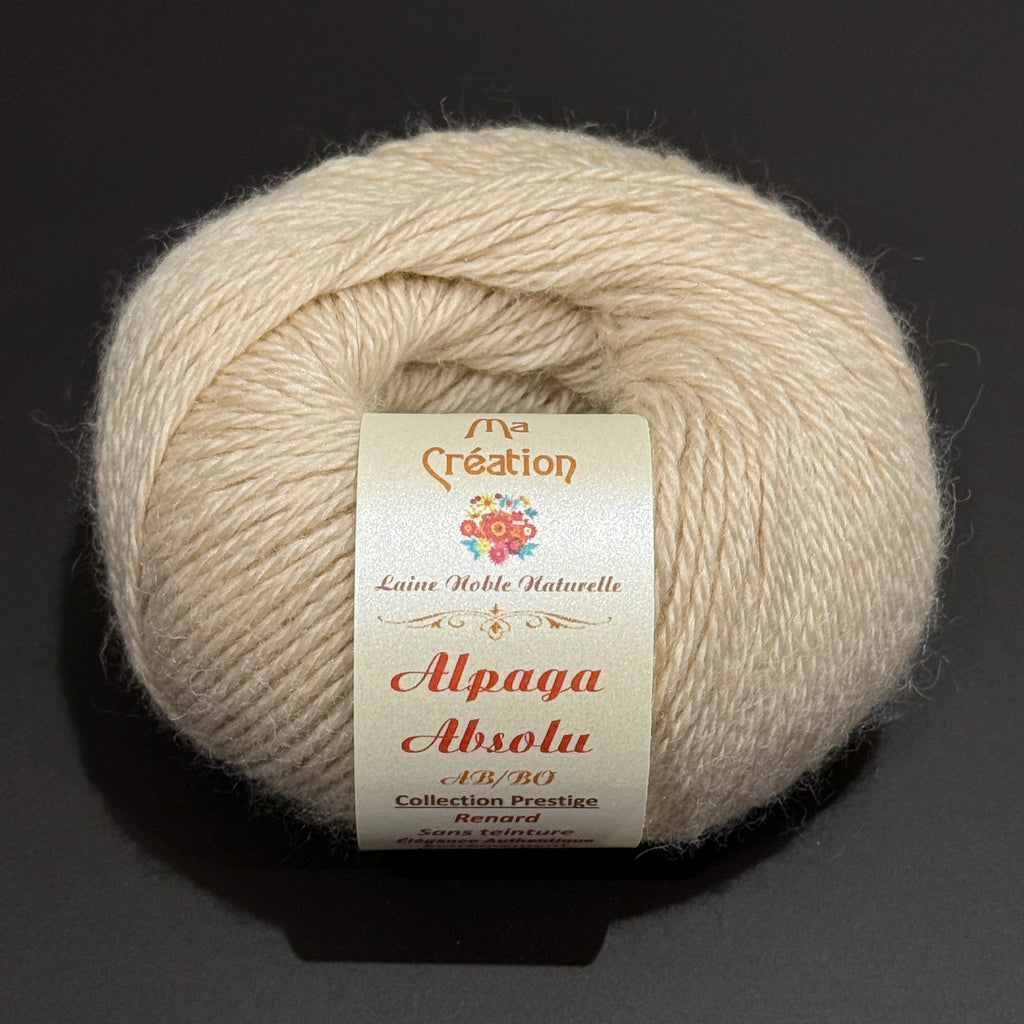Alpaga Absolu couleur naturelle sans teinture pelote de 50g 165m