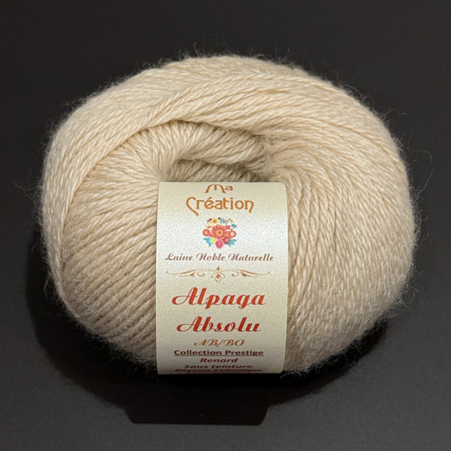 Alpaga Absolu couleur naturelle sans teinture pelote de 50g 165m