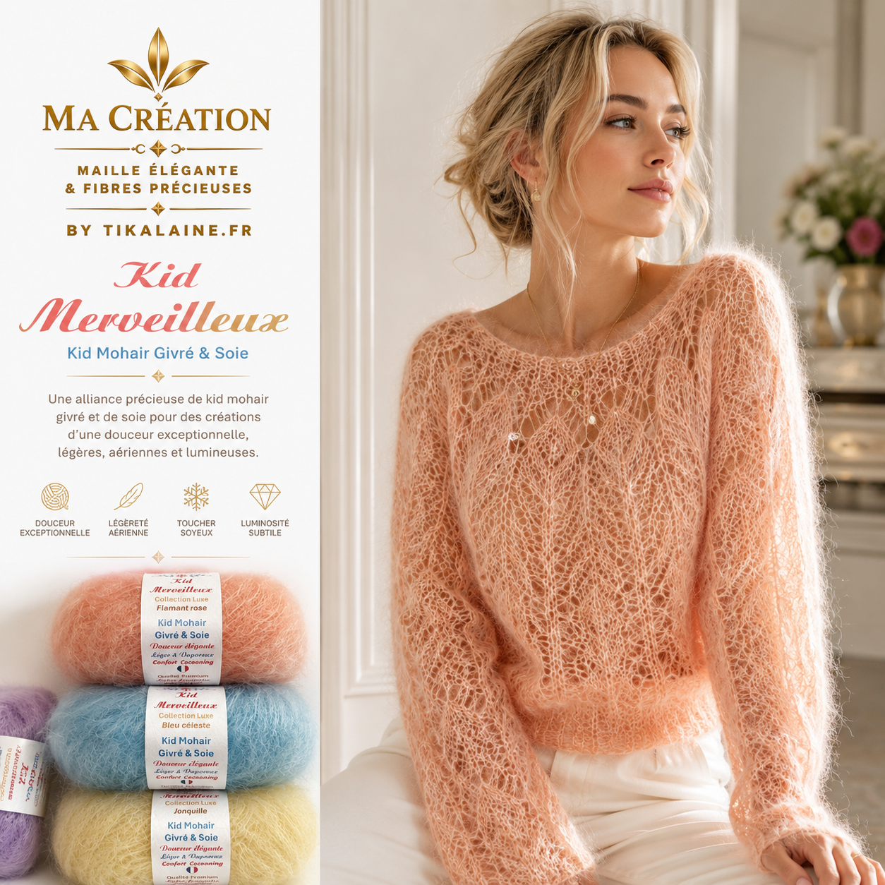 Kid Merveilleux : kid mohair givré et soie