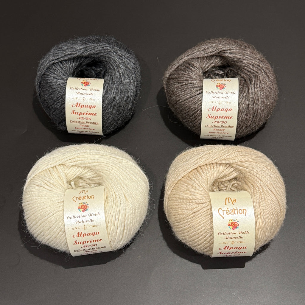 Alpaga Suprême couleur naturelle sans teinture, pelote de 50g 105m