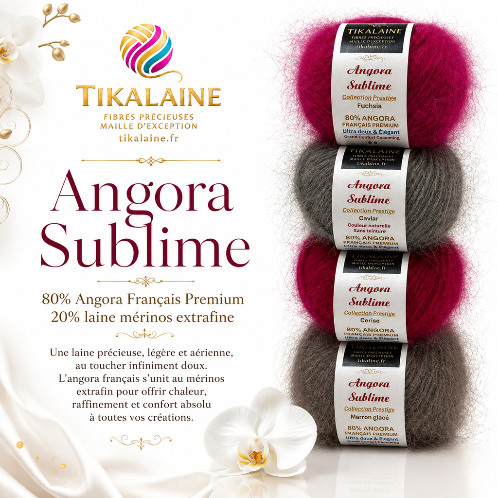 Angora Sublime : 80% Angora Français Premium & 20% Mérinos extrafin