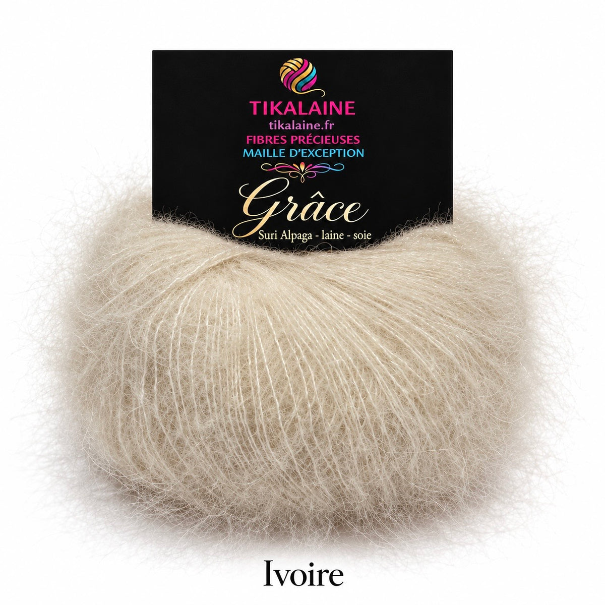 Grâce : Suri alpaga, Laine peignée & soie - pelote de 25g/225m