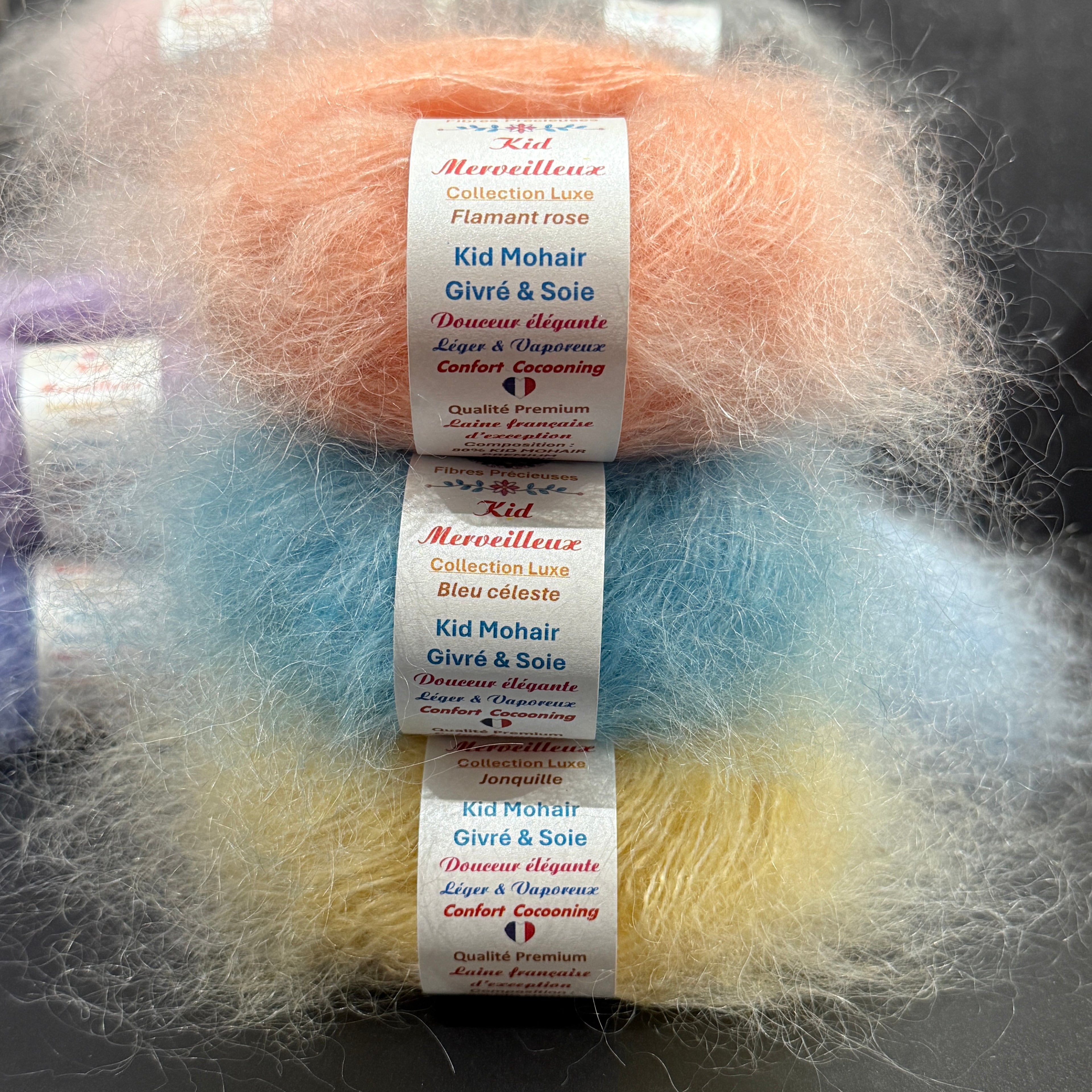 Kid Merveilleux : kid mohair givré et soie