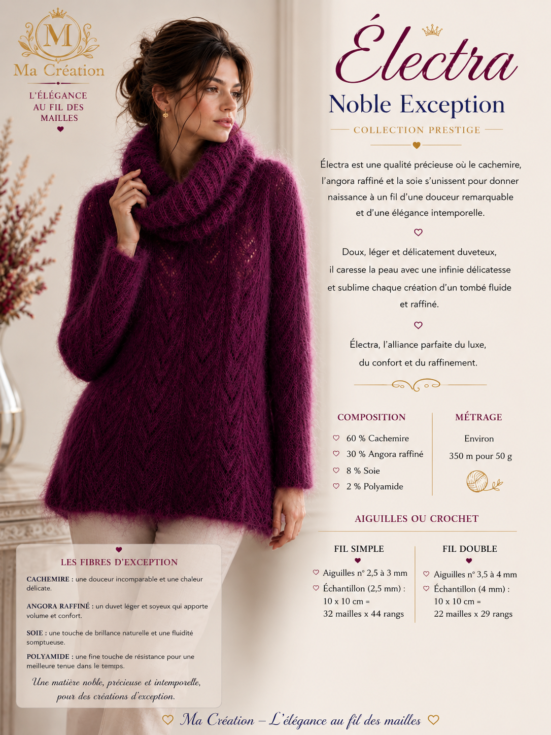 Noble Exception Électra : Cachemire, Angora & Soie