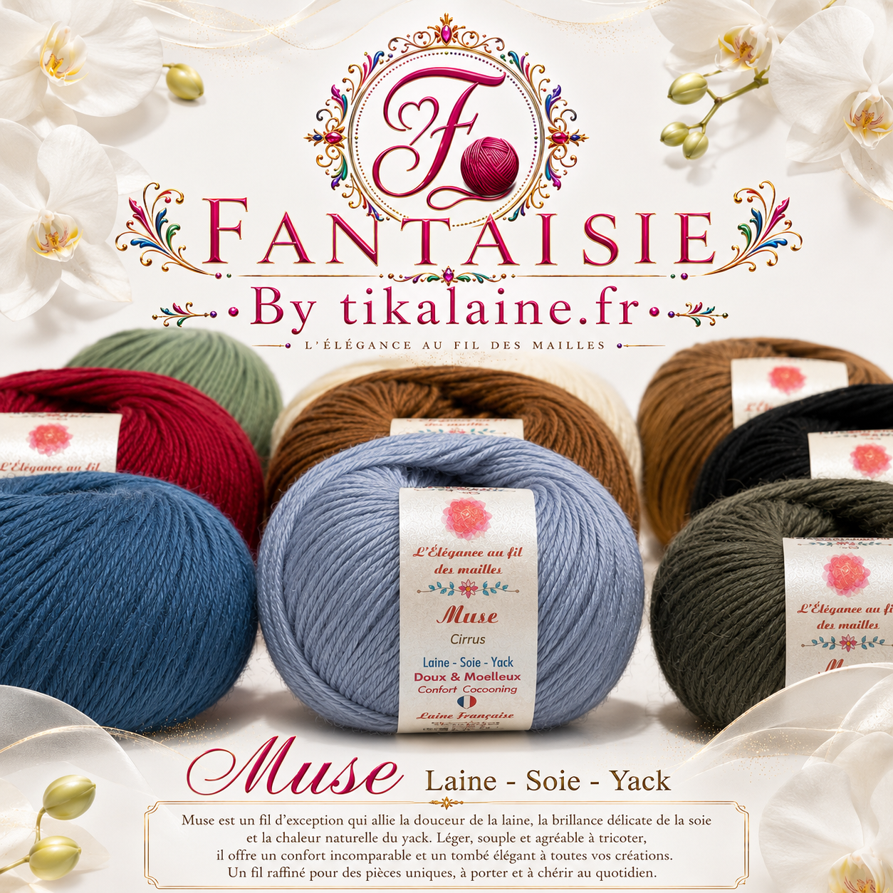 Muse : laine vierge extrafine, soie et yack