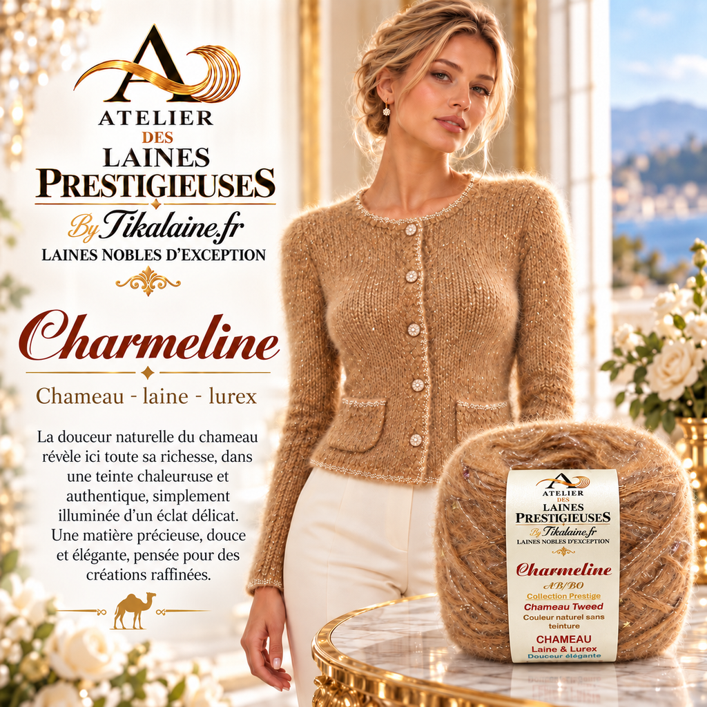 Charmeline : Duvet de chameau, laine, kid mohair et lurex